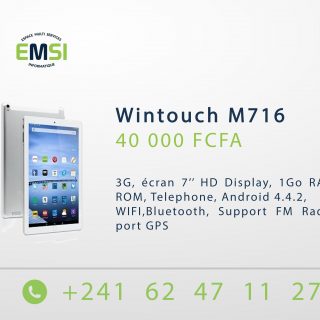 Wintouch M716 3G, Ecran 7’’ HD Display, 1Go RAM+16Go ROM, Telephone, Android 4.4.2, WIFI,Bluetooth, Support FM Radio, Support GPS